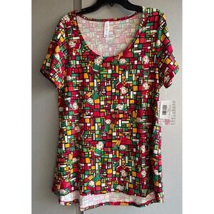 NWT LuLaRoe Womens Size M Elf Christmas Top Holiday Graphic Tee Shirt